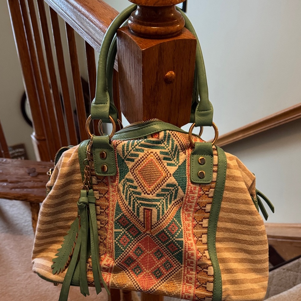 Charming Charlie Mint and Tan Satchel